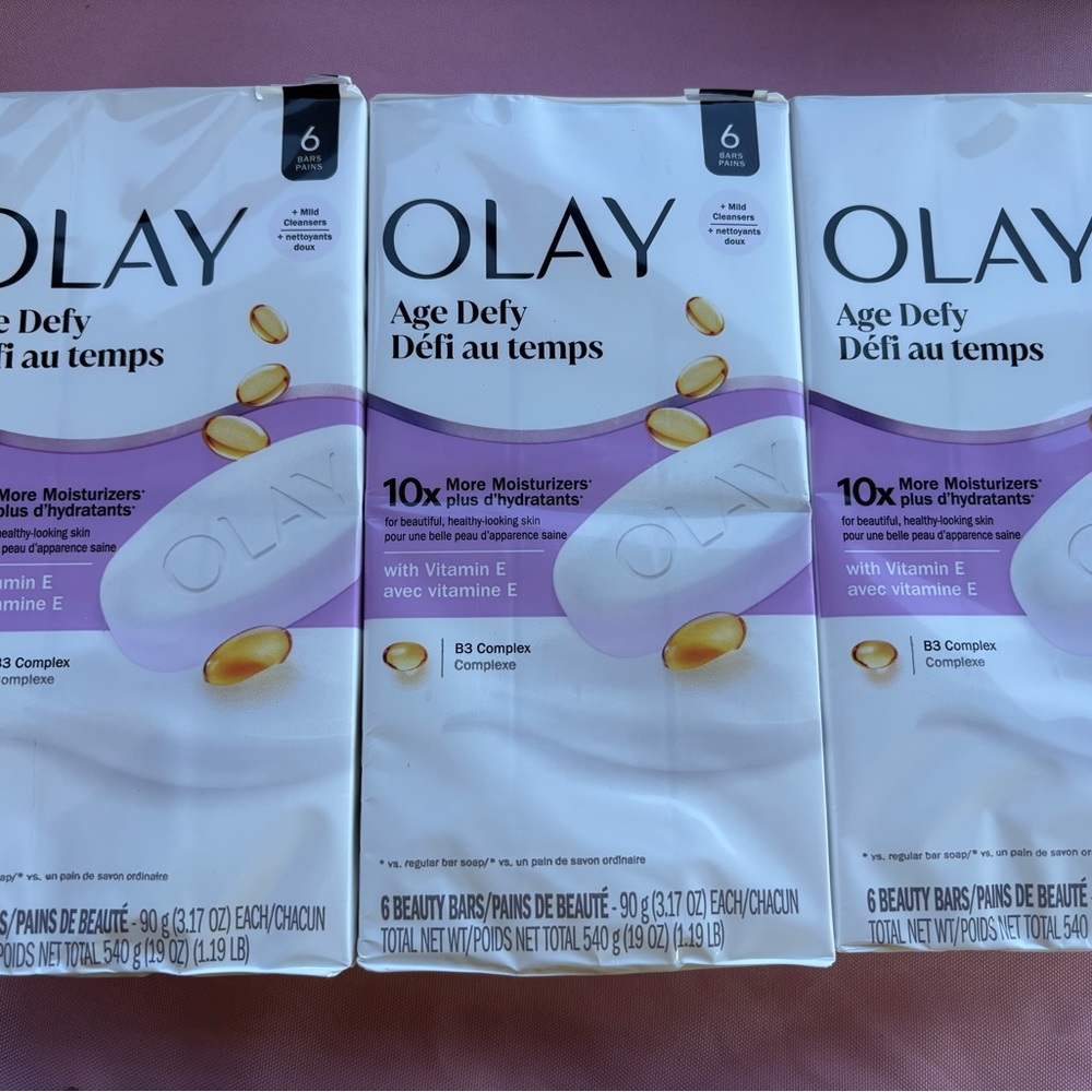OLAY Age Defy Beauty Bars - White & Purple Accents Bundle of 3